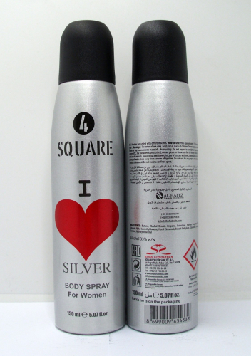 4 SQUARE DEO W  I LOVE SLVER 150ML