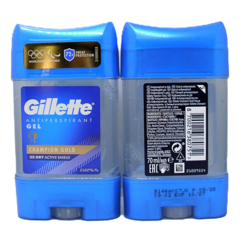 GILLETTE DEO STICK GEL 70ml CHAMPION GOLD