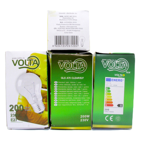 VOLTA sijalica clear E27 200W