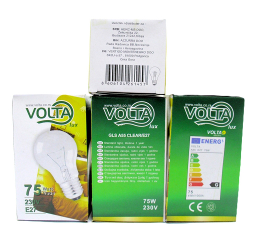 VOLTA sijalica clear E27 75W