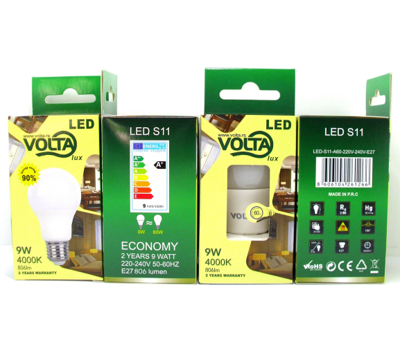 SIJALICA VOLTA LED E27 A60 9W 4000K