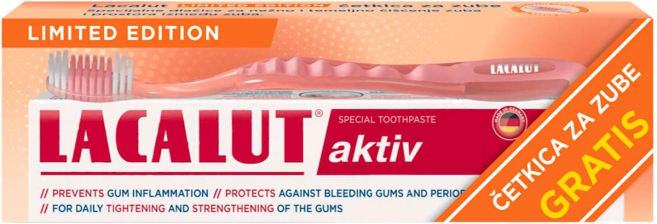 Lacalut Aktiv pasta za zube 75 ml + Gratis Lacalut limited edition četkica za zube